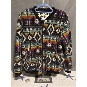 Crazy Train Large Reversible Fleece Jacket Aztec & Cow Print